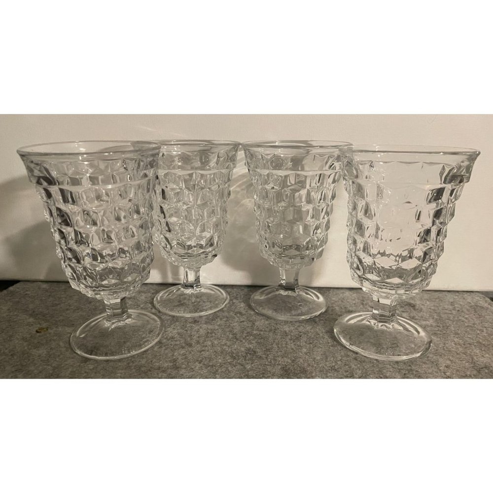 Set of 4 Fostoria 5.5" Clear Beautiful Water Glasses  #1648
